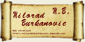 Milorad Burkanović vizit kartica